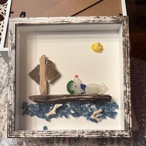 Framed Nautical Art with Authentic Sea Glass
